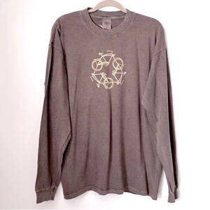 Earth Creations 100% Organic Cotton Clay Dyed Recycle Bicycle Graphic Brown Top